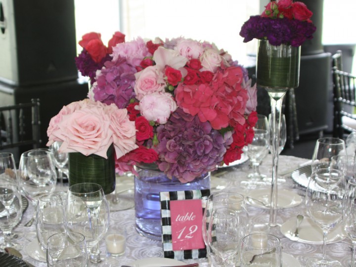 Table flowers at a classic garden wedding