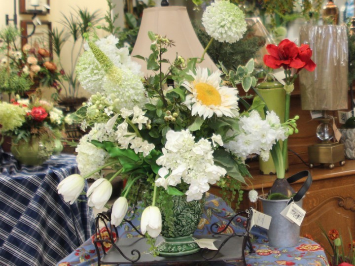 White silk flower arrangement