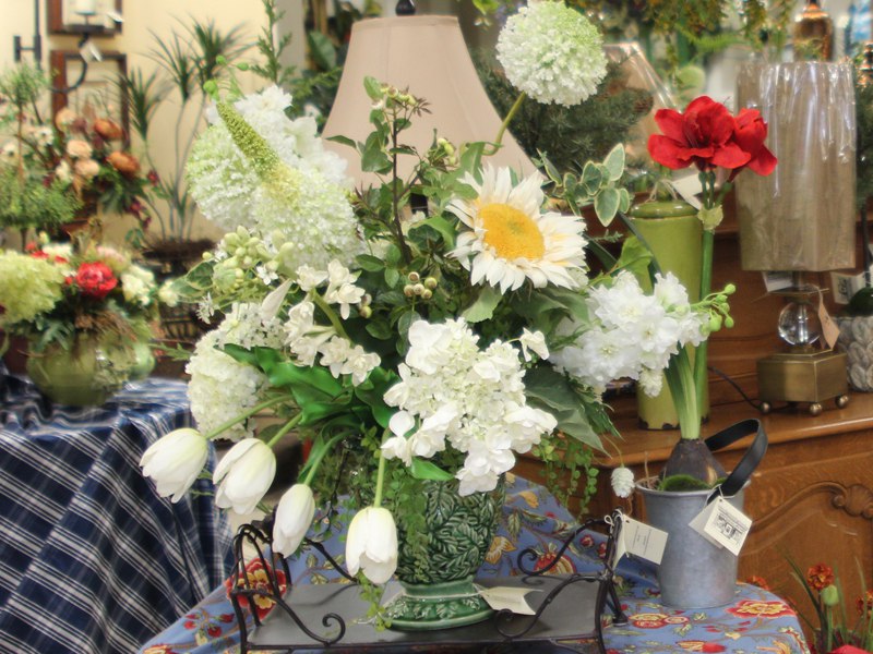 White silk flower arrangement