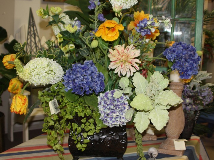 Silk flowers in vase