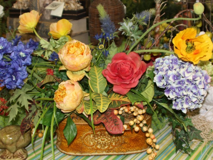 Colorful silk flower arrangement