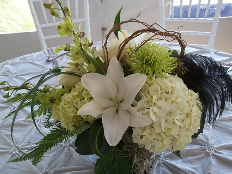 White flowers in basket