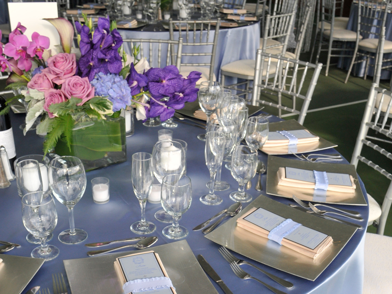 Table settings at a Romantic style wedding