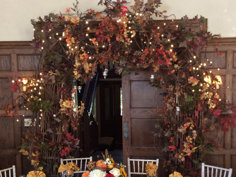 Autumn theme doorway decoration corporate event