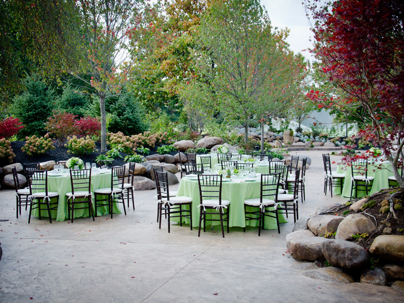 Elegant garden wedding reception outside