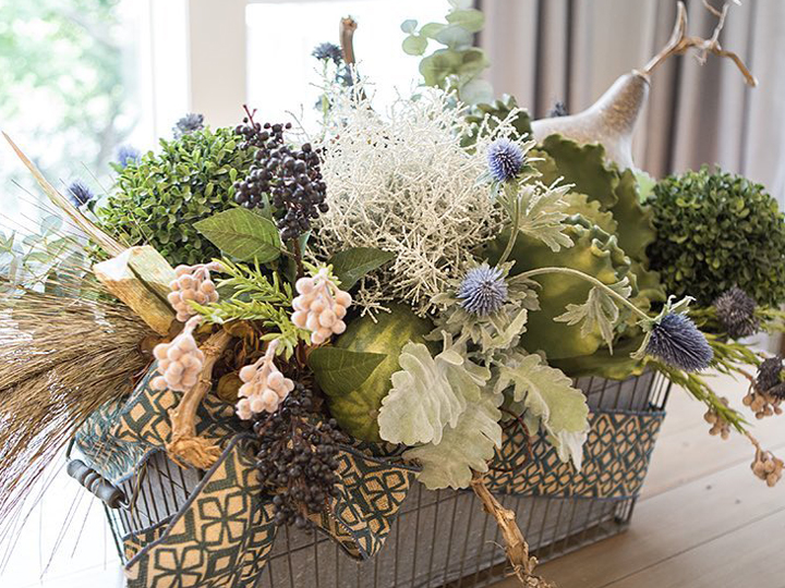 Floral arrangement in basket