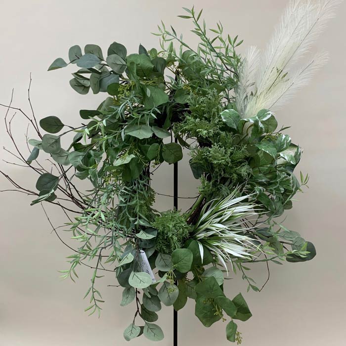 Silk wreath with green foliage